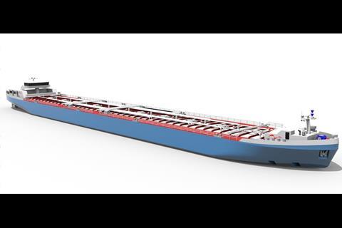 The new tanker designed for operation on the Rhine. (credit: Technolog)